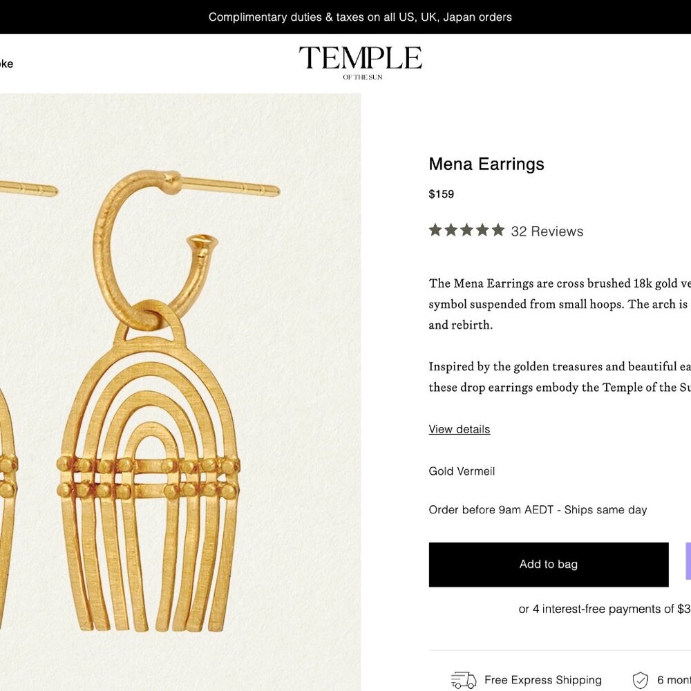 Temple of the Sun Mena Earrings